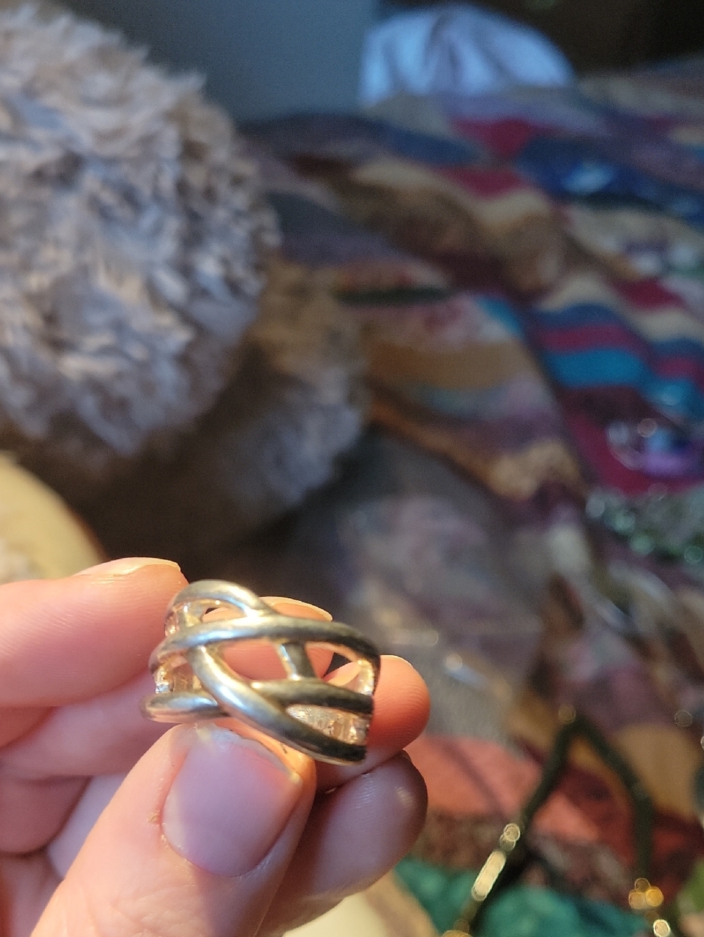Silver Tone Woven Statement Ring